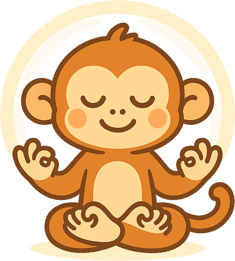 Meditation Monkey mascot meditating